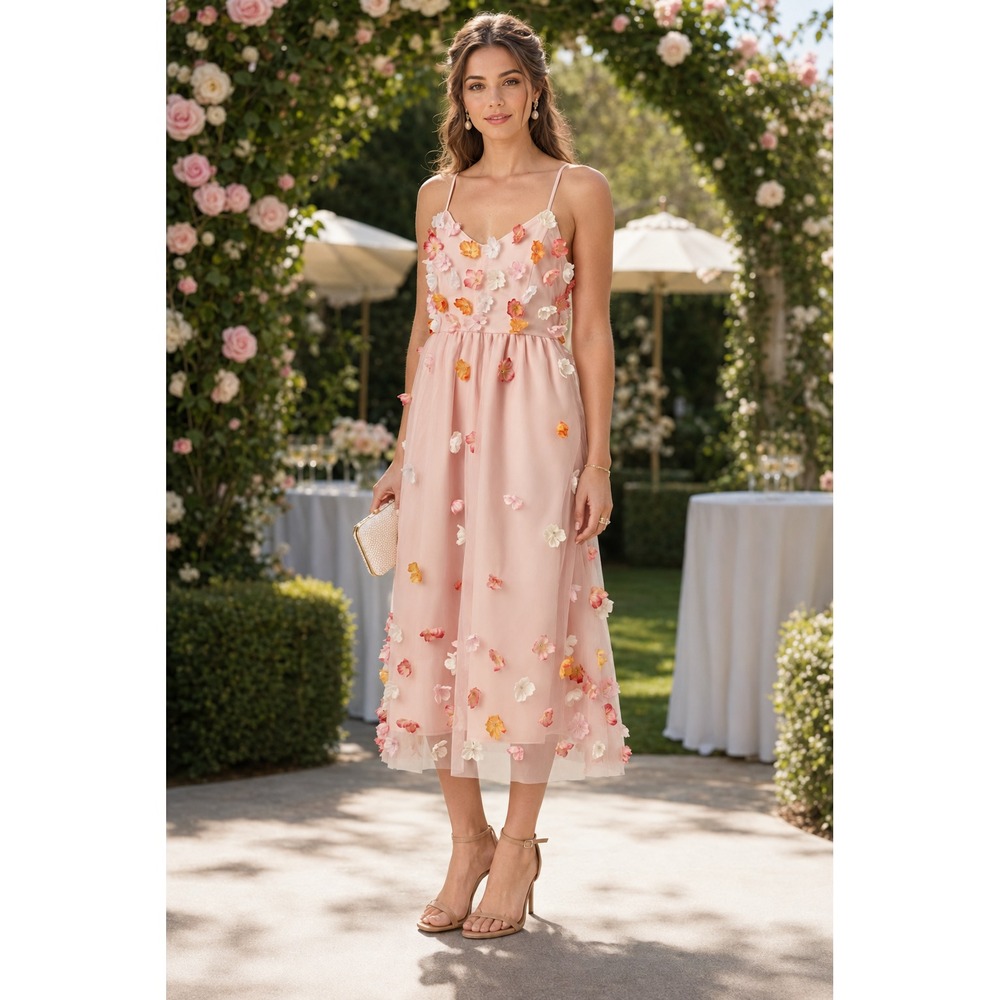 ANTHROPOLOGIE ENGLISH FACTORY Women's New MEDIUM Petal Bloom Midi Dress SS1664D